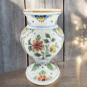 1960s Royal Delft De Porceleyne Fles Poloychrome Hand Painted Vase Vessel VTG